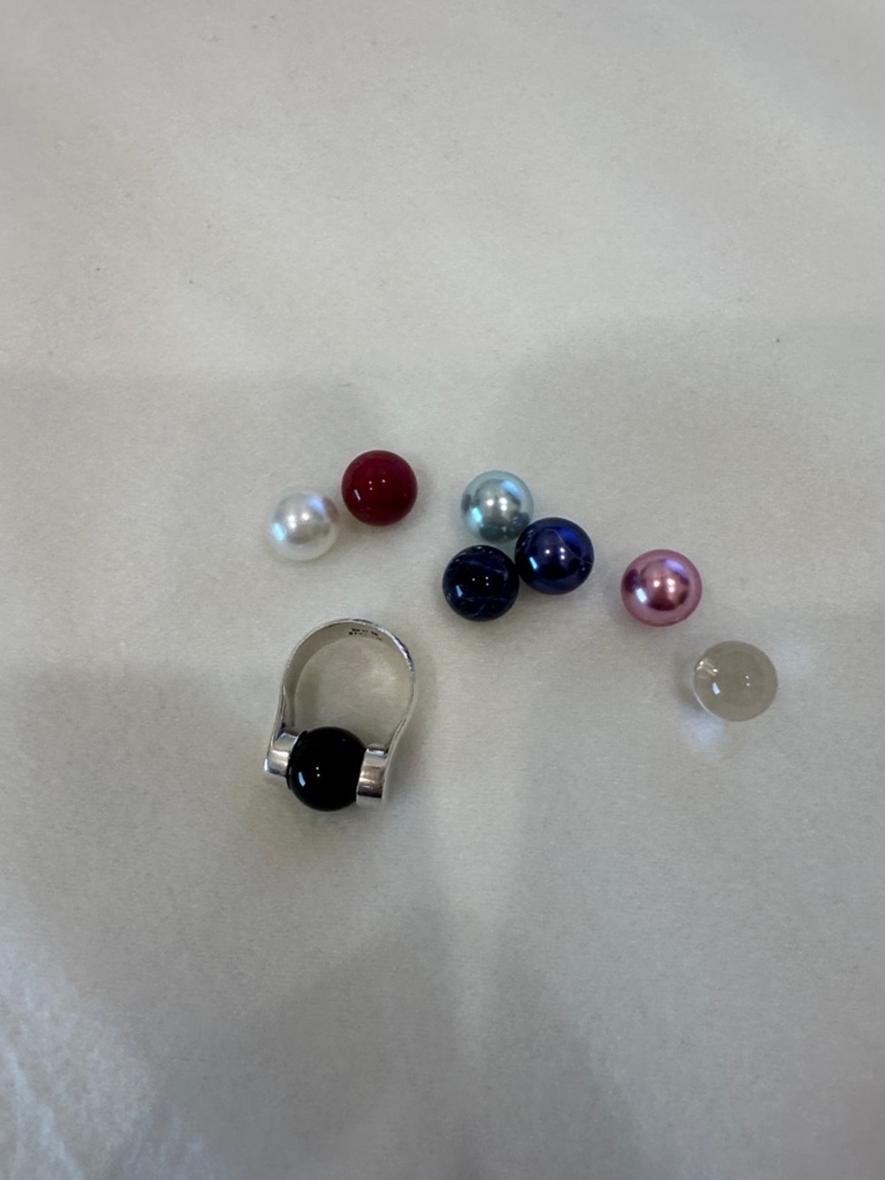 Silpada Interchangeable Bead Ring with Black, Red, Clear and misc balls